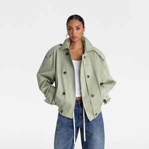 KBB by KAHLANA x Target Women's M Medium The Cropped Trench Coat Sage Green NWT!